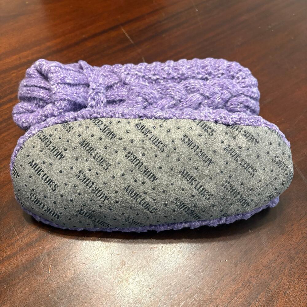 MUK LUKS Women’s Sweater Cuff Bootie Slipper Socks Frosted Purple Women S/M